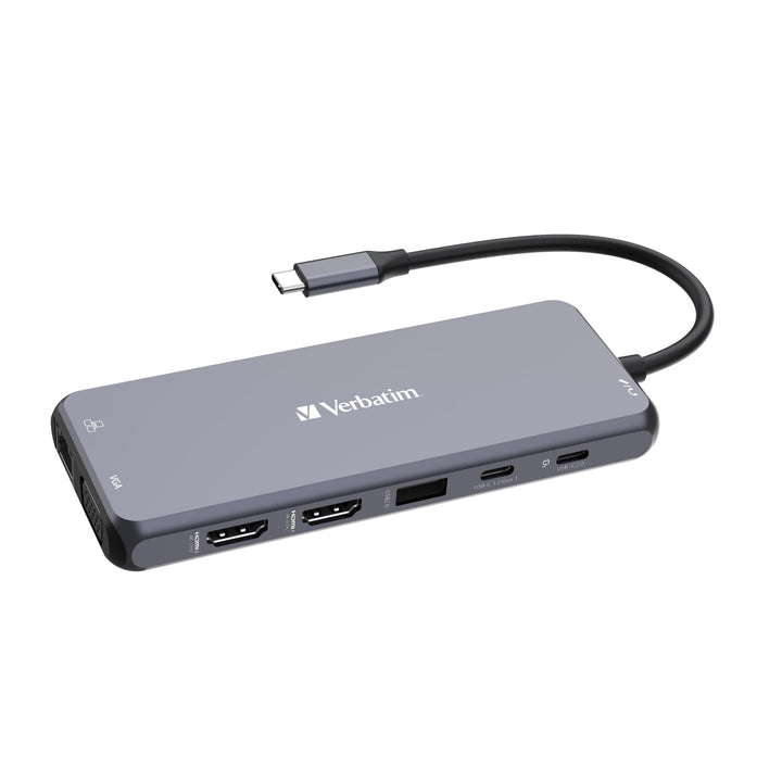 Verbatim USB C Hub 14-in-1, Multiport Adapter USB-C auf HDMI, VGA, RJ45, USBA-A und USB-C PD, mit SD