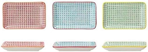 Bloomingville Servierplatten Carla Retro kleine Servier-Teller eckig Vintage rechteckige L 19 x W 12