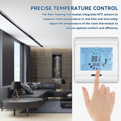 Thermostat Fussbodenheizung, E91 Raumthermostat 16 A, Unterputz Touchscreen Raumthermostat Thermosta