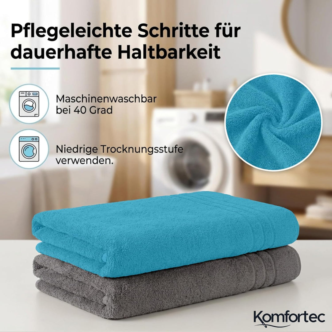 Komfortec 2er Saunatuch Set 80x200 cm aus 100% Baumwolle, XXL-Saunatücher, Sauna Handtuch, Weich, Gr