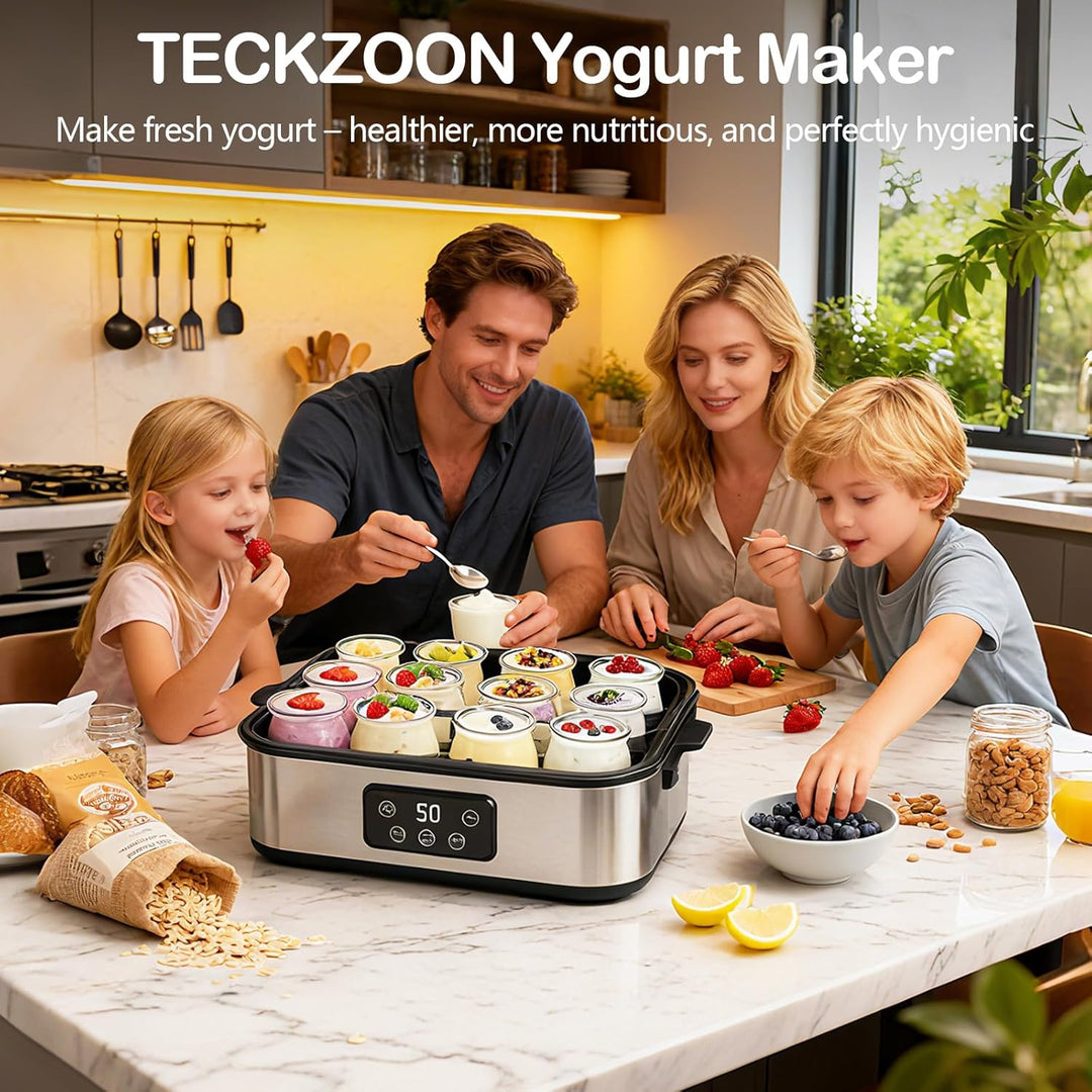 Joghurtbereiter 2200ml, Joghurt Machine mit 12 x 180ml Gläsern, Digitale Joghurtmaschine aus Edelsta