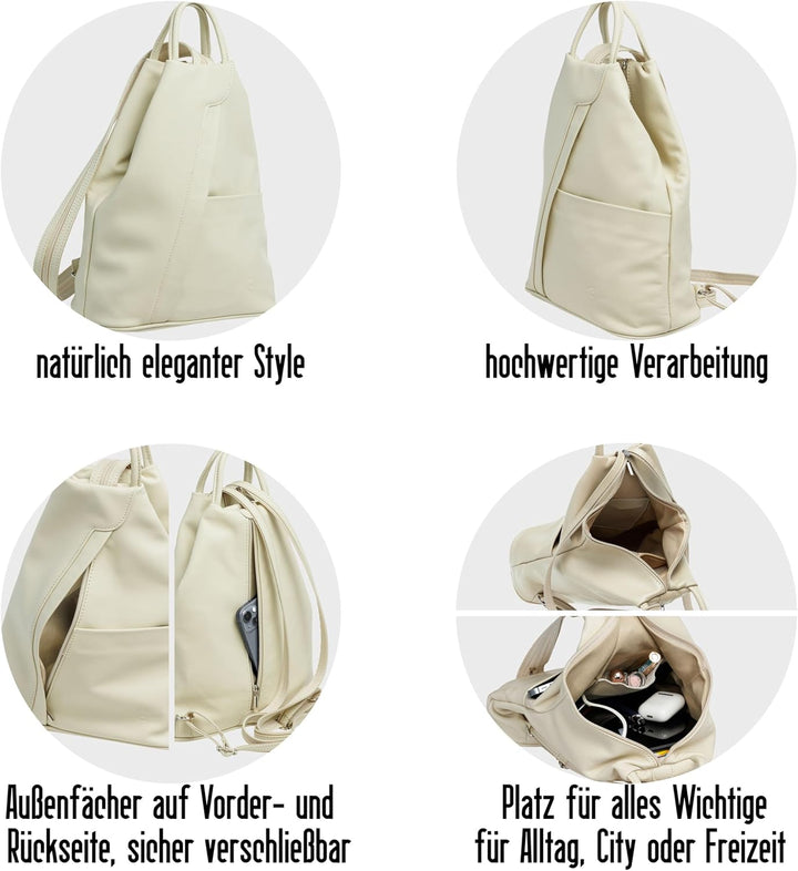 Caspar TL782 2 in 1 Leder Rucksack Handtasche