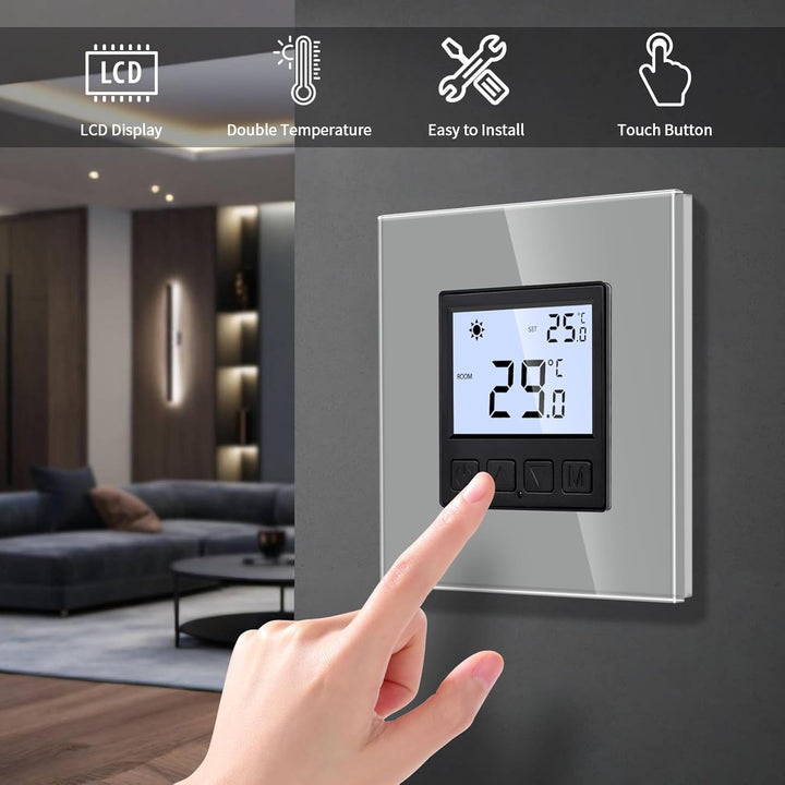 JIMEIDA Digital Programmierbar Thermostat Heizung Grau Bodenheizkammer Konstante Temperaturkammer fü