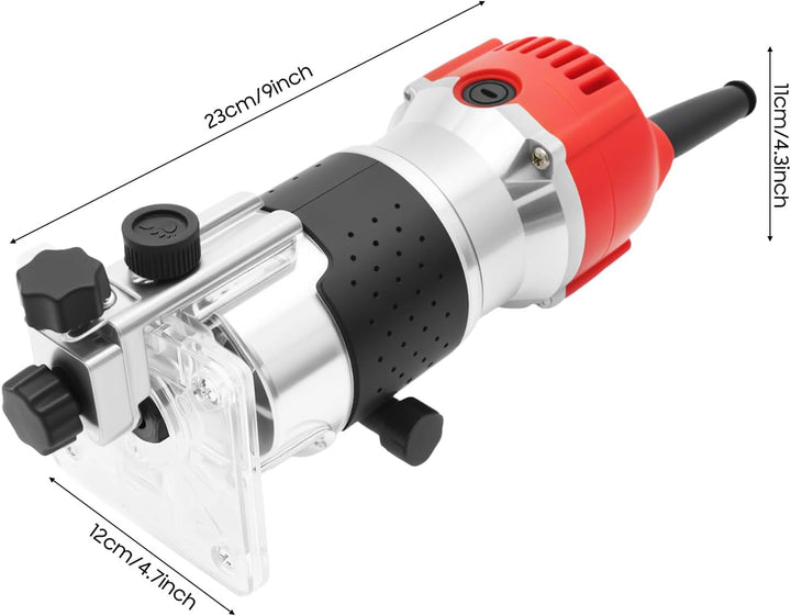 Holzfräse Oberfräse Professionell, 800W Einstellbares Design Elektro-Trimmer mit Klarer Sockel, Holz