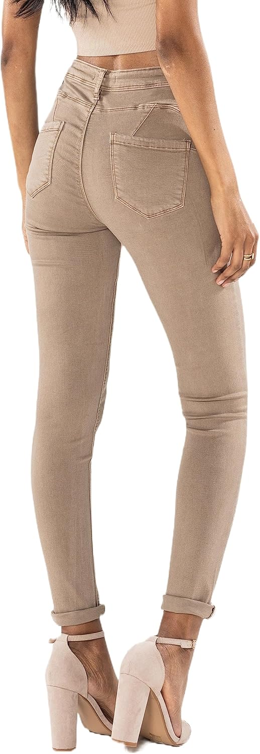 Nina Carter P106 Damen Jeanshosen Slim Fit Push-Up Skinny Jeans Mid-High Waist M Slim Hellbraun (P10