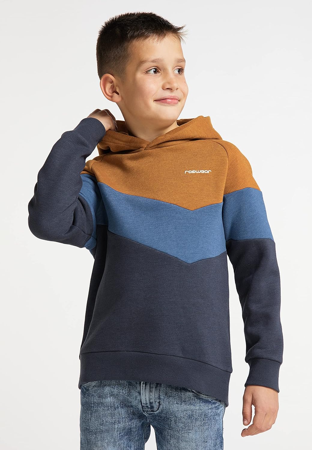Ragwear Jungen Kinder Seatshirt VENDELIN Sweater mit Kapuze, Kapuzenpullover in Color-Blocking Desig