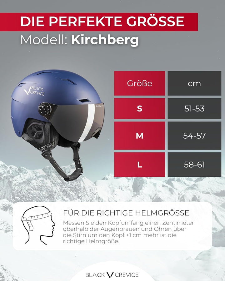 Black Crevice Skihelm mit Visier Kirchberg I Atmungsaktiver Skihelm Herren & Damen mit Lüftungsöffnu