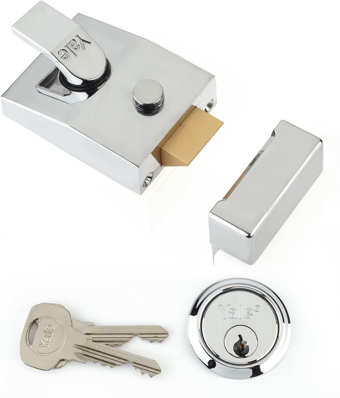 Yale P89 Nachtriegelschloss, Dornmass 60 mm, Chrom Chrome 60mm Backset Visi, Chrome 60mm Backset Vis