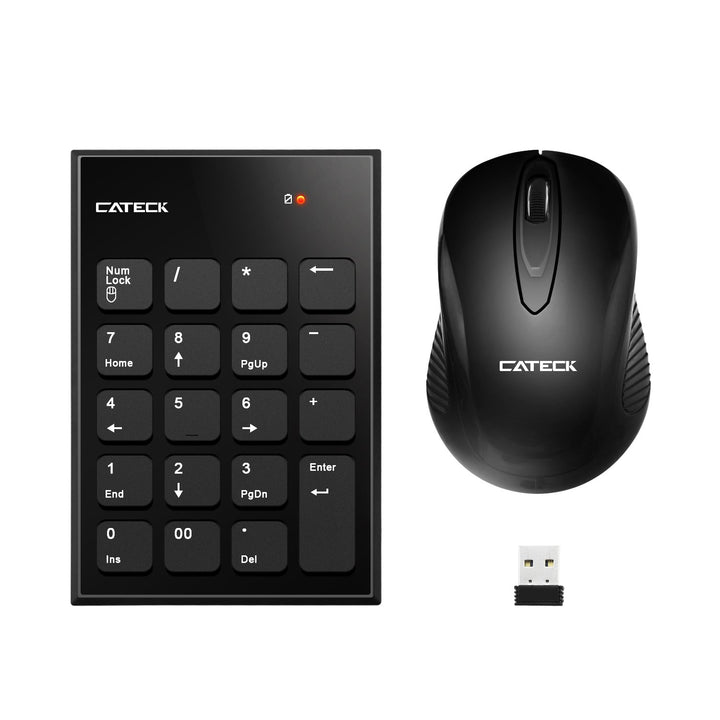 CATECK Ziffernblock und Maus Kombination, 2,4G kabellose Mini USB Ziffernblock und Maus Kombination