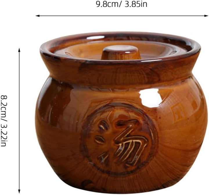 Baluue 2 Stück Keramik Suppentopf mit Deckel Stapelbare Kleine Wok ähnliche Tontöpfe für Wasserdampf