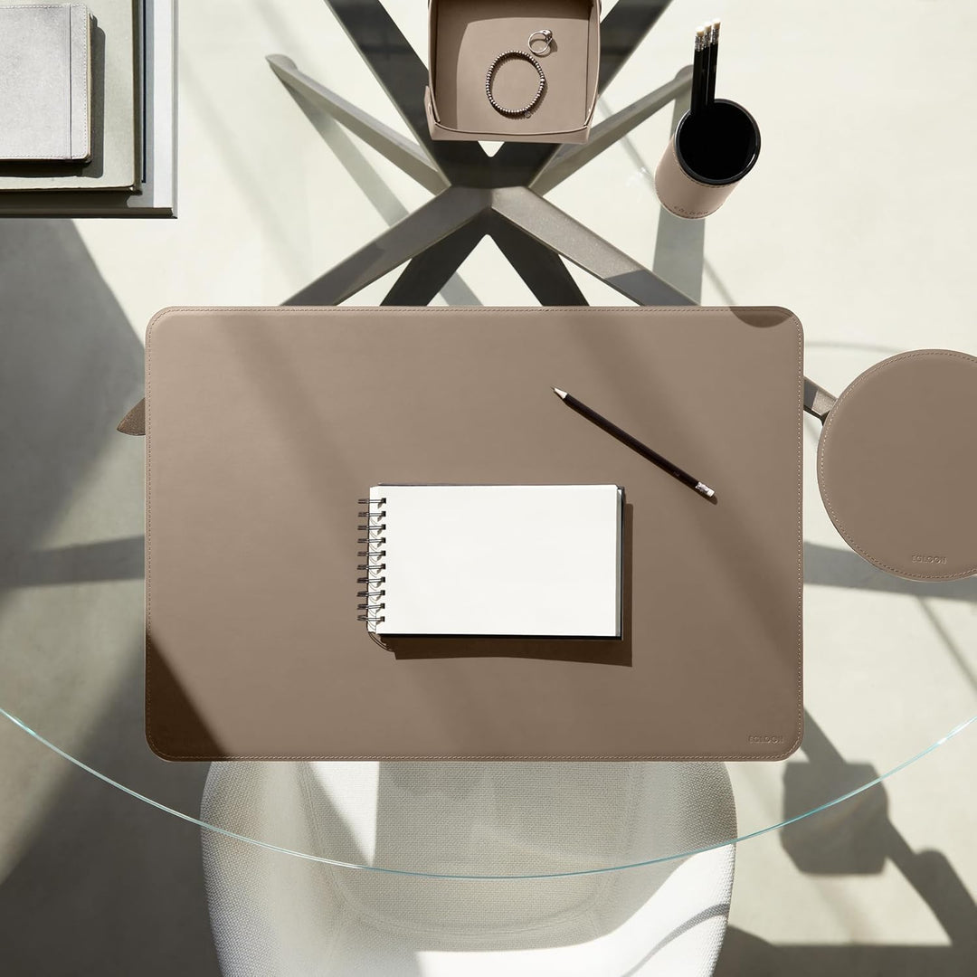 Eglooh - Perseo - Taschenleerer Leder Taubengrau - Schreibtisch-Organizer mit modernem Design - Abla