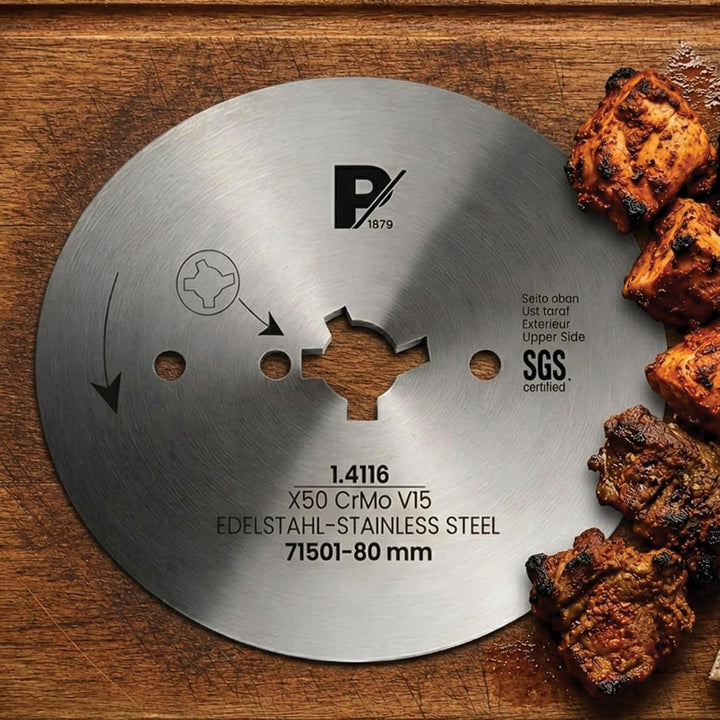 Pirge Kreismesser Universal 80 mm - Schärfstes Dönermesser aus Edelstahl in Premium Qualität (Glatt