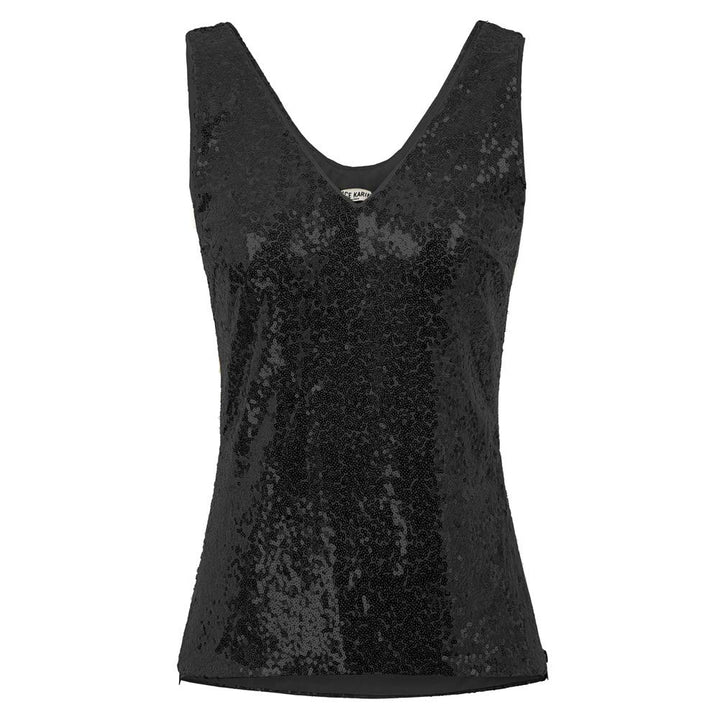 GRACE KARIN Damen Pailletten Tops Sparkle Shimmer Weste Ärmellos V-Ausschbitt U-Back Side Split Blus