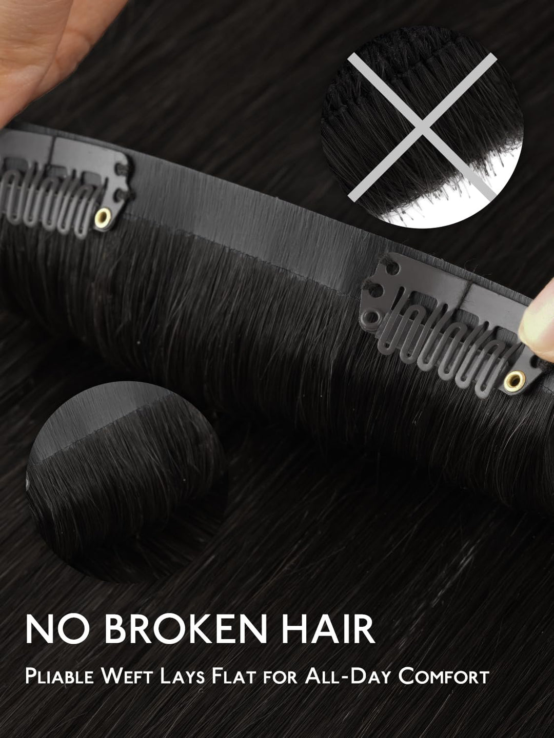 Nahtlose Clip In Extensions Echthaar, 50cm 7pcs 150g Natürliches Schwarz Echthaar Extensions Clip Re