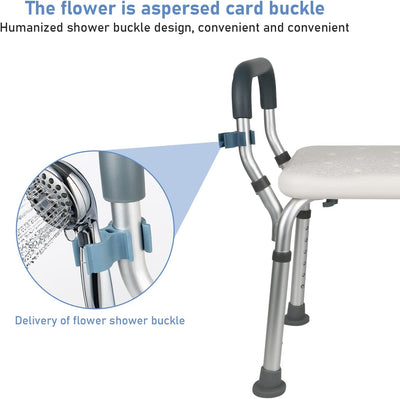 Duschhocker für Senioren Duschstuhl Höhenverstellbar Badhocker mit Armlehnen und Gepolstertem, Rutsc