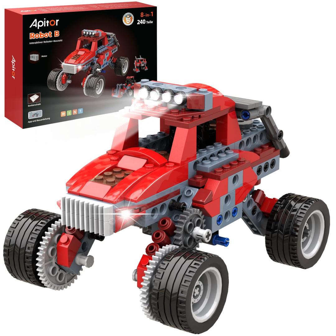 Robot B, Mint-Spielzeug für Jungen 6-12 Jahre, 8-in-1 Action-Roboterbausatz, Elektrischer Motor für