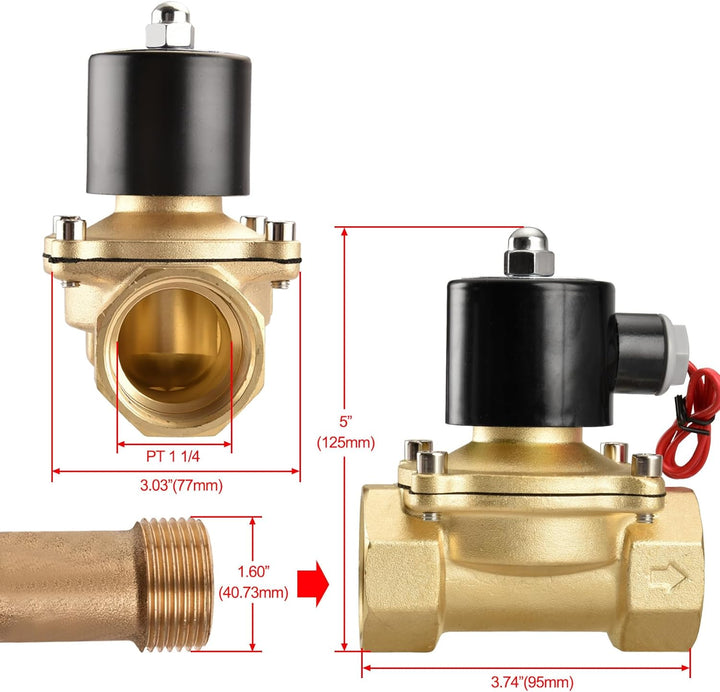 Heschen Messing Elektrisches Magnetventil, 2W-320-32, PT 1-1/4'', AC220V, Direktwirkung Wasser Luft,