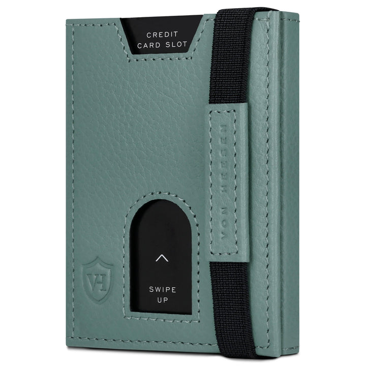 VON HEESEN Leder Slim Wallet - Geldbeutel mit RFID Schutz - Mini Geldbörse für Herren und Damen - Ka