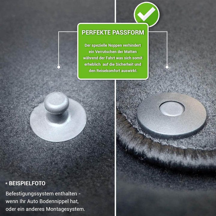 moto-MOLTICO Fussmatten Auto Velours Autoteppiche Schwarz Automatten Set 4-teilig passend für Ford C