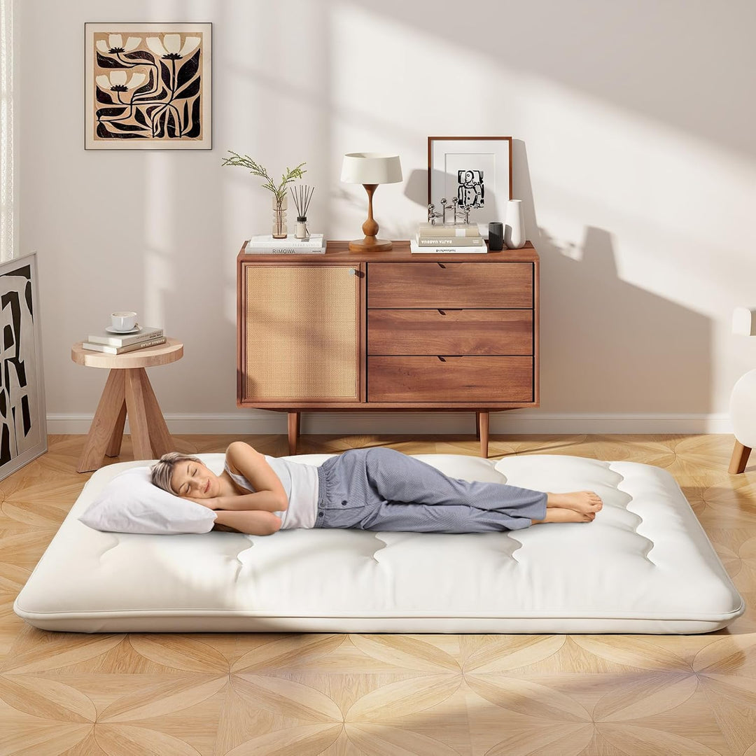 COSTWAY Japanische Futon Matratze, Tatami-Matte, Bodenmatratze, Klappmatratze mit waschbarem Bezug,