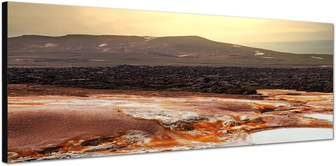 Paul Sinus Art Panoramabild auf Leinwand und Keilrahmen 150x50cm Island Fumarolen Thermalquellen Ber