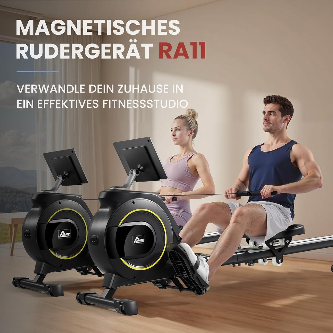 AsVIVA RA11 Rudergerät klappbar, Rudermaschine Heimtrainer mit Magnetbremse, leise, generatorbetrieb