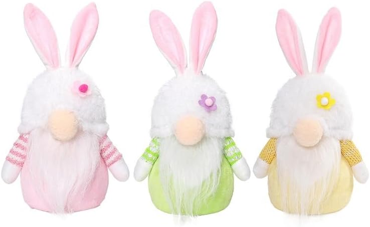 Osterdeko Beleuchtet Wichtel Figuren, 2 Stück Ostern Deko Hasen Wichtel Deko mit LED Licht, LED Oste