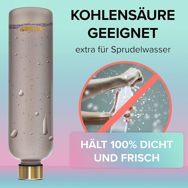 HYDROP® Trinkflasche 1L Kohlensäure geeignet & auslaufsicher [100% DICHT] - Trinkflasche für Kohlens