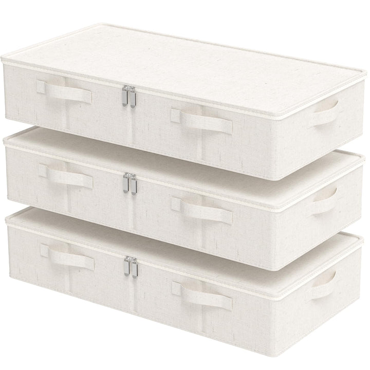 Unterbett Aufbewahrungsboxen aus Stoff, Faltbare Organizer Box mit Reissverschluss, Boxen mit Deckel