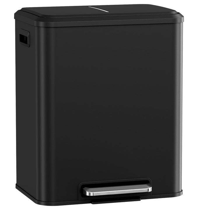 LIFERUN Mülleimer 2 Fächer, Mülltrennsystem 2 x 15 L,Abfalleimer Küche aus Metall, Softclose Deckel,