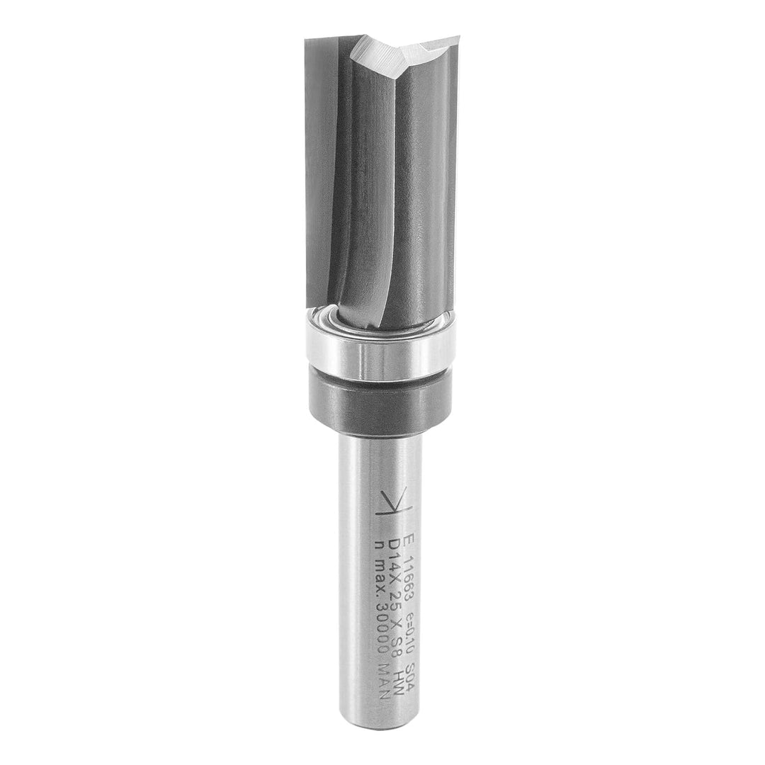 ENT 11663 Bündigfräser HW, Schaft (S) 8 mm, Durchmesser (D) 14 mm, NL 25 mm, SL 32 mm, GL 68 mm, mit