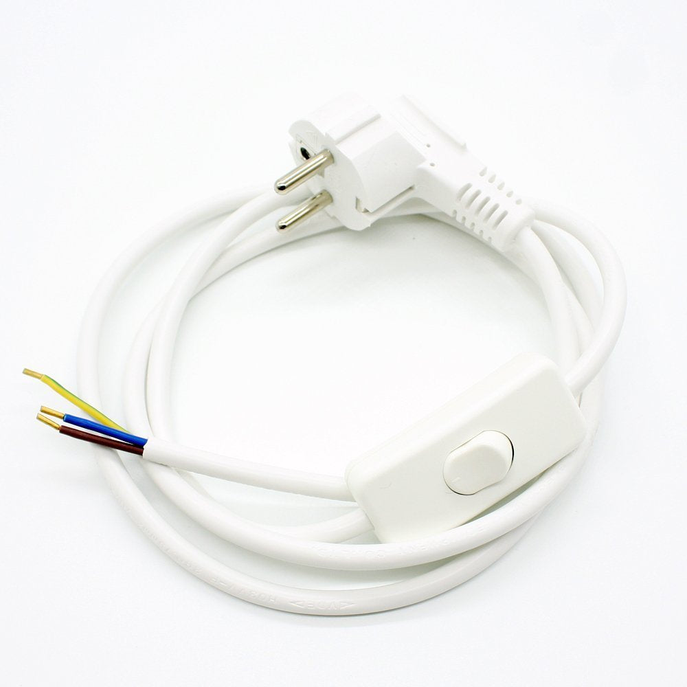 Zuleitung mit Stecker und Schalter 3 Meter Weiss Anschlusskabel Netzkabel Stromkabel mit Schnurzwisc