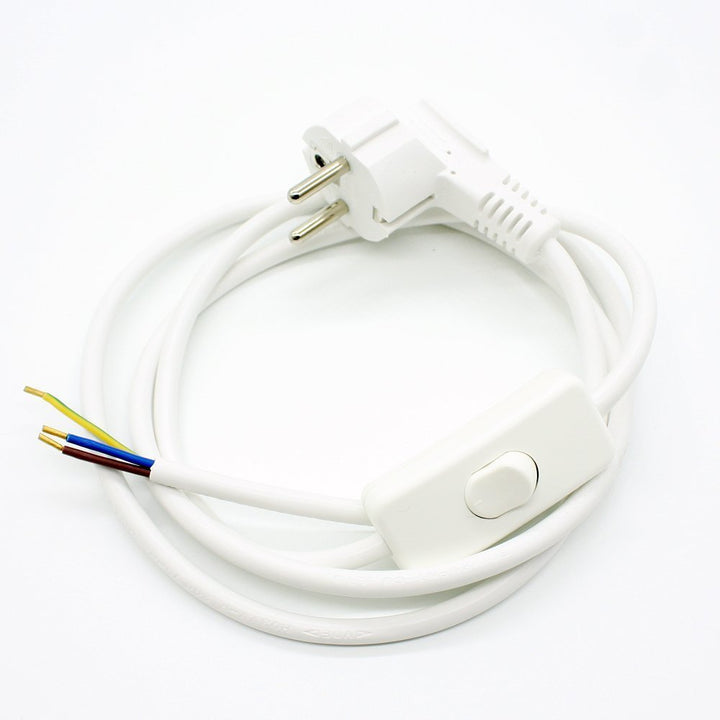 Zuleitung mit Stecker und Schalter 3 Meter Weiss Anschlusskabel Netzkabel Stromkabel mit Schnurzwisc