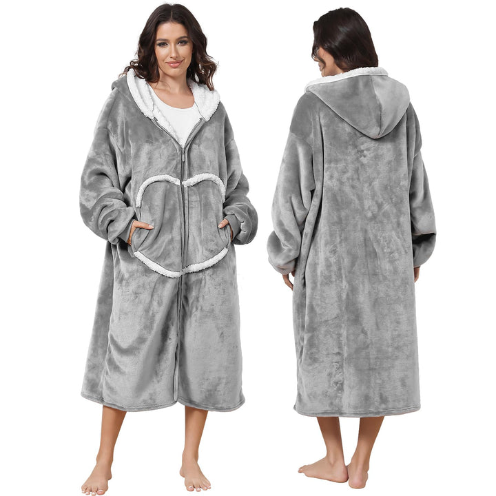 FEELJAM Decke mit Ärmeln und Kapuze, Hoodie Decken Pullover Kuscheldecke mit Ärmeln und Reissverschl