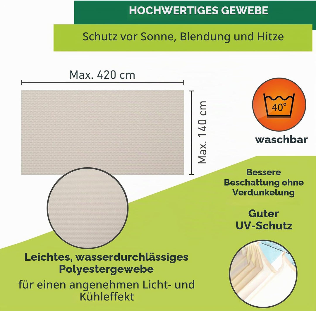 Sonnensegel 420x140cm Uni-weiss (Packung mit 2) Weiss 420 x 140 cm (Packung mit 2), Wei&amp;