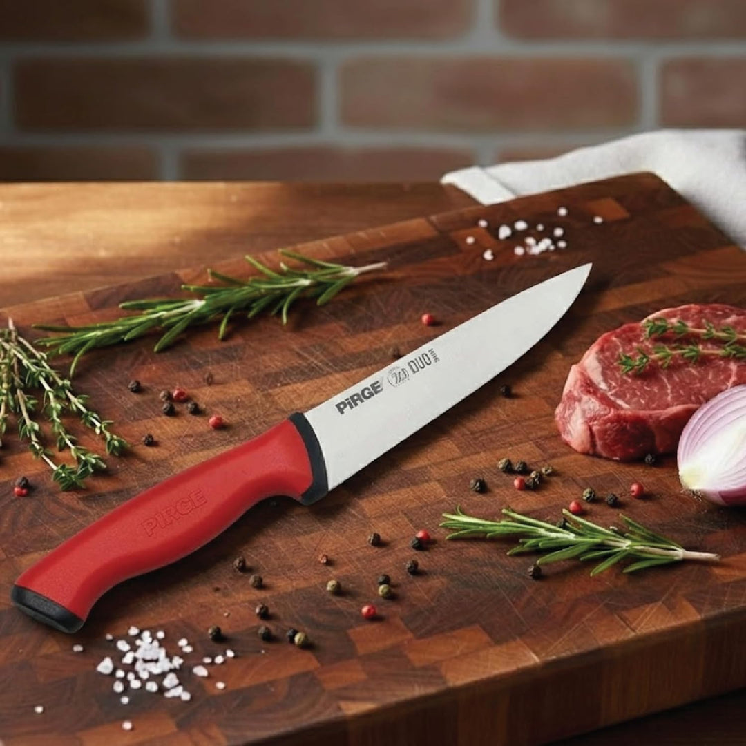 Pirge Duo Metzgermesser 19 cm Rot Schlachtermesser - Fleischermesser - Stechmesser - Exzellenter Sch
