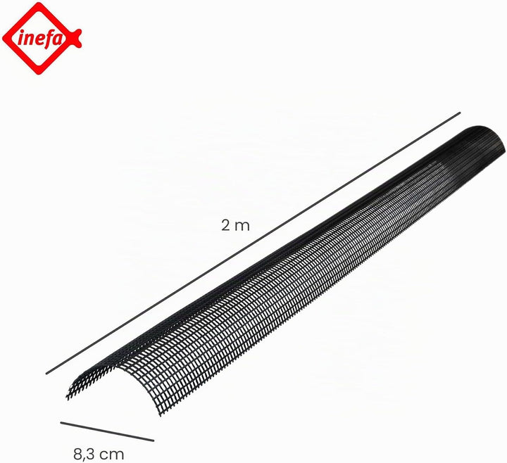 INEFA Laubschutzgitter Dachrinnen Laubschutz, PVC 83mm, 2m, Schwarz Laubfang Dachrinnenabdeckung Dac