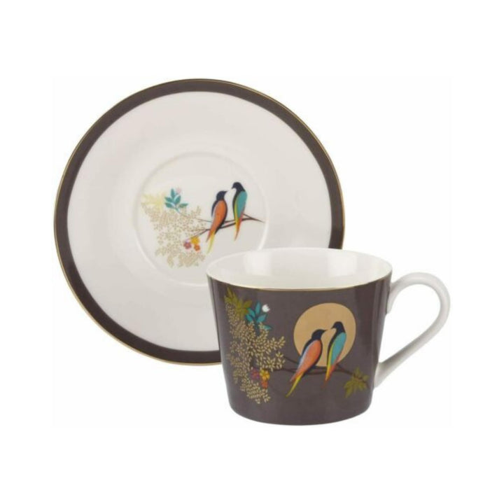 Sara Miller London Sara Miller for Portmeirion Chelsea Cup and Saucer, Ceramic Grey, 230 x 185 x 95