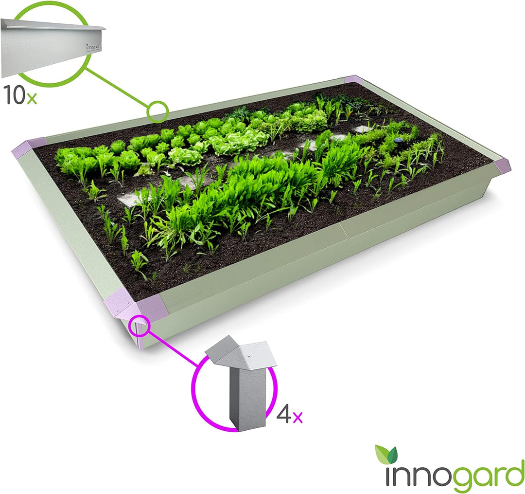 innogard S7050-006 – Schneckenzaun Set 14 TLG. – Feuerverzinkt – 4X Aussenecke 90°, 10x Seitenteil 2