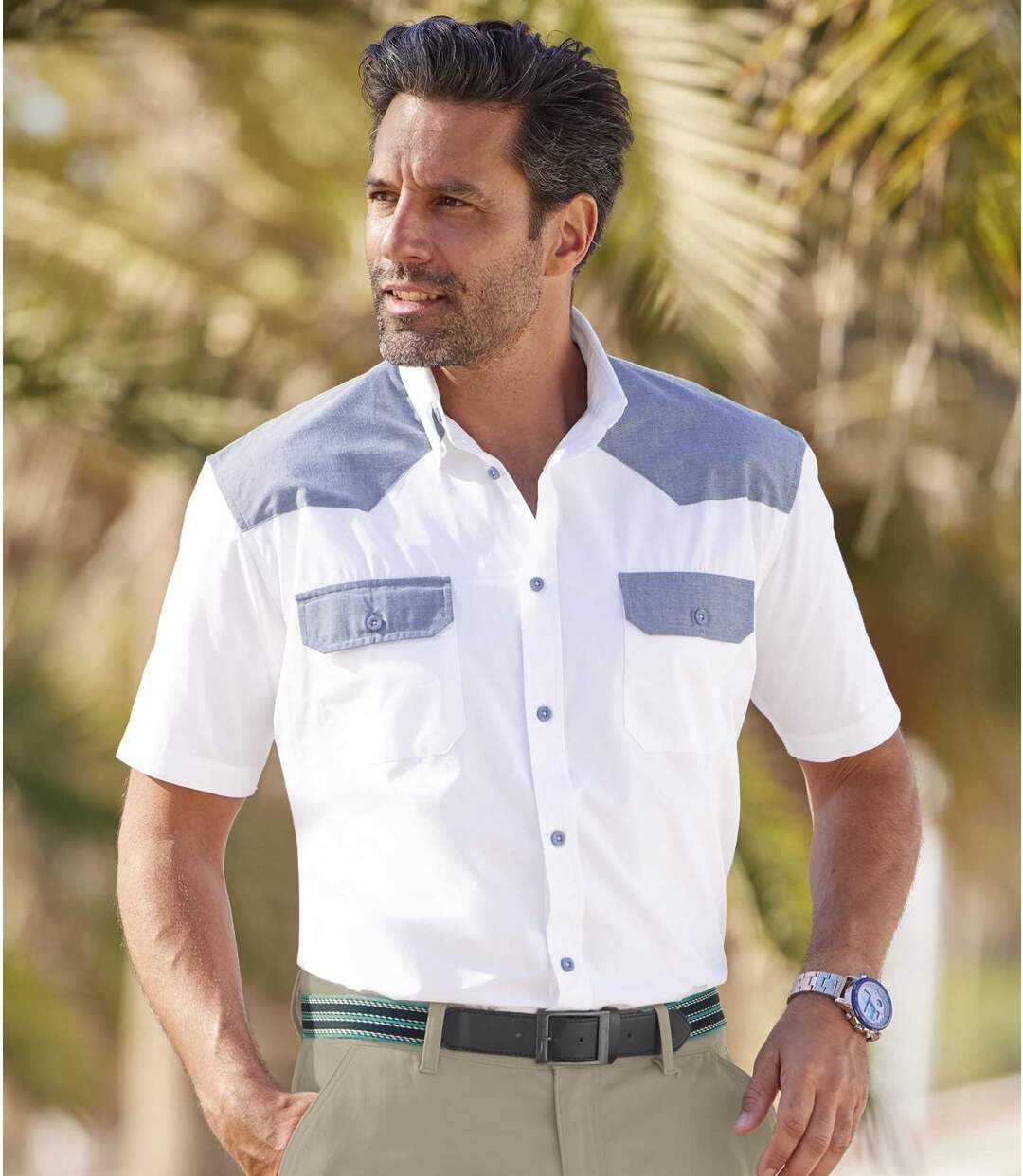 ATLAS FOR MEN - Herrenhemd - Kurze Ärmel - Verfügbar in grossen Grössen von M bis 5XL 3XL Weiss, 3XL