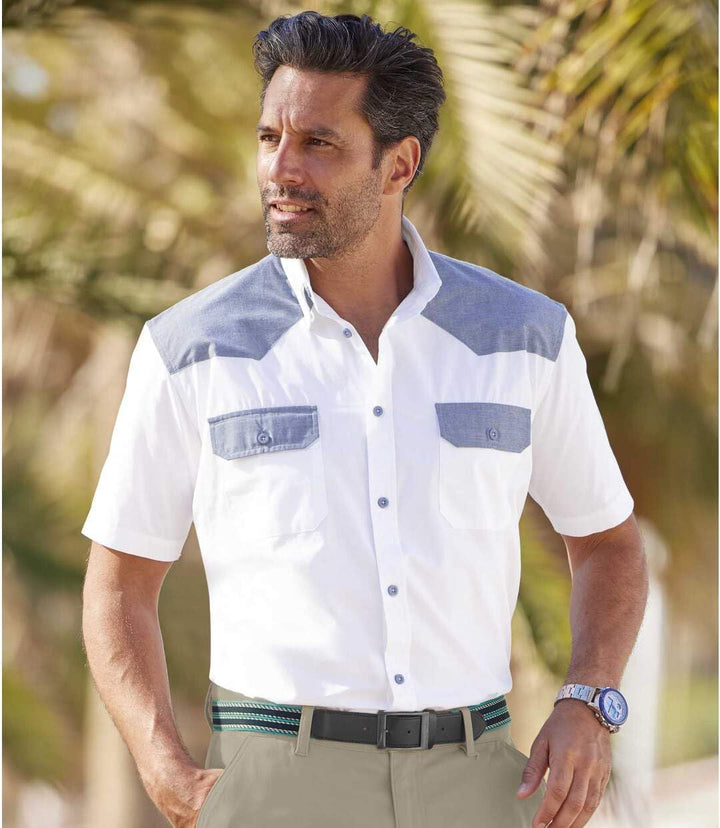 ATLAS FOR MEN - Herrenhemd - Kurze Ärmel - Verfügbar in grossen Grössen von M bis 5XL 3XL Weiss, 3XL