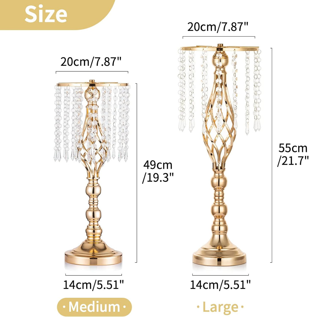NUPTIO 2 Stück Goldvasen für Mittelstücke, 49cm Hoch Kristallblumenständer Hochzeit Strasse Blei Blu
