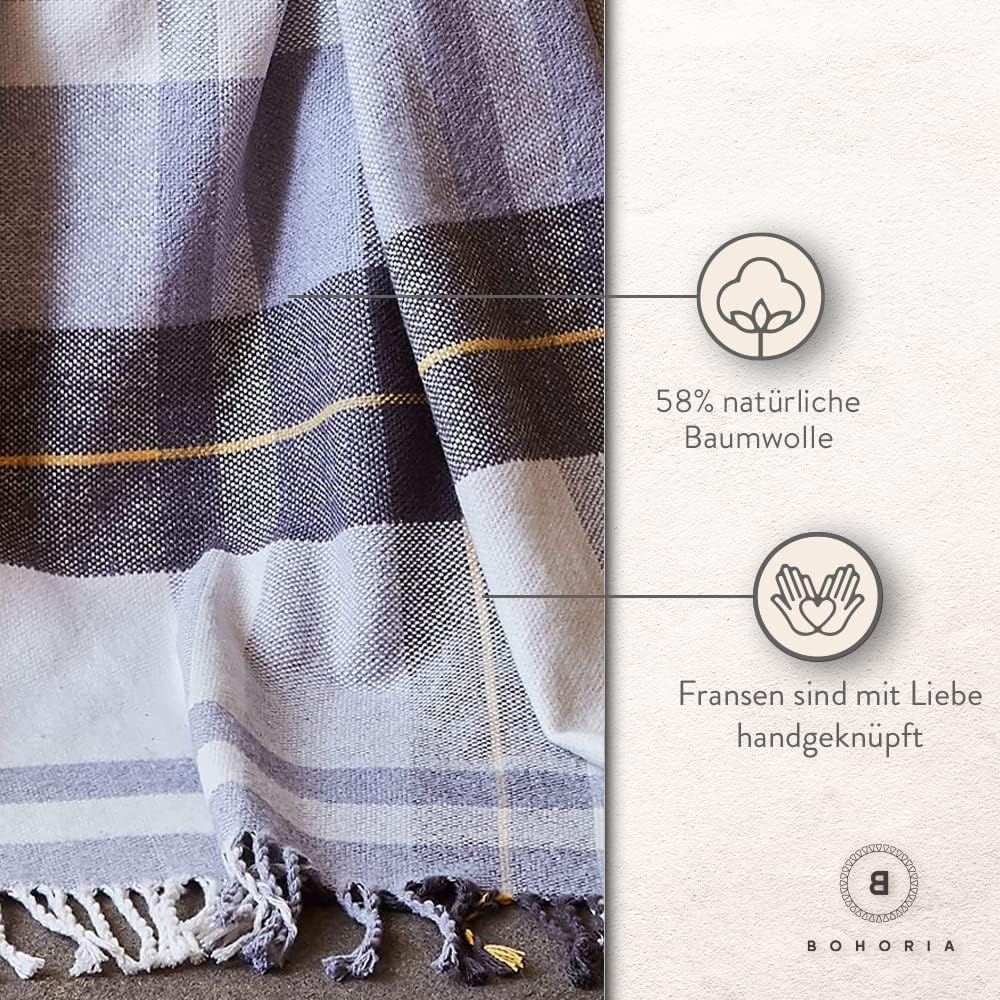 BOHORIA® Kuscheldecke Cozy Scotch 150x200cm | Winterdecke flauschig für Sofa, Sessel & Bett | Baum-W