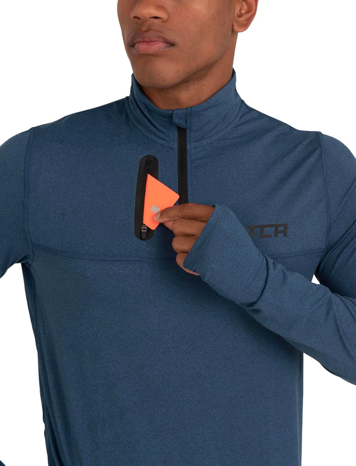 TCA Laufshirt Herren Langarm - Fusion Pro Quickdry Langarmshirt atmungsaktiv - Ski Oberteil Herren -