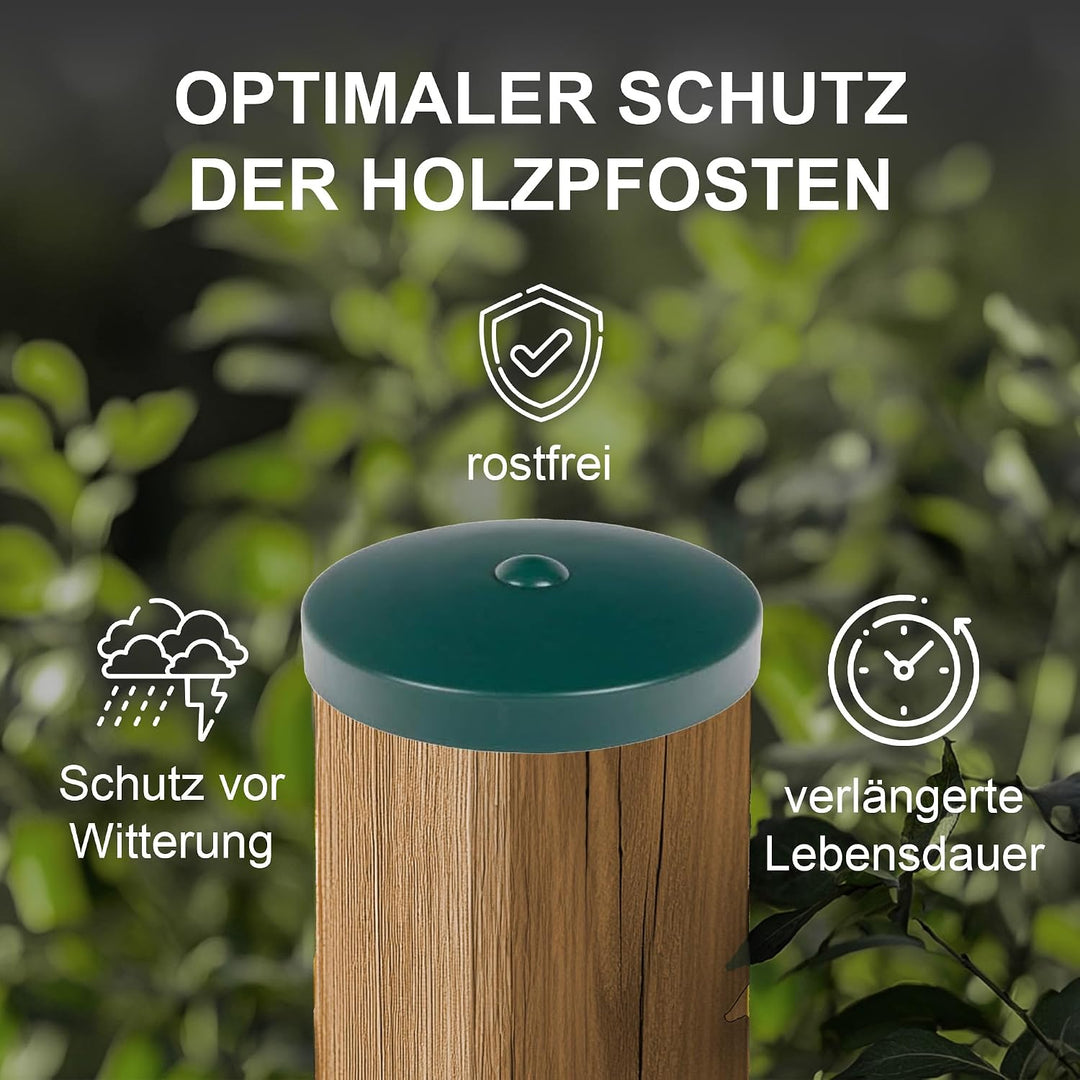h2i Pfostenkappe | Kunststoff Grün | Ø 121 mm | 5 Stück | Runde Abdeckkappe für Garten Holzpfosten P