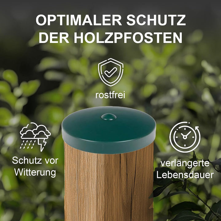 h2i Pfostenkappe | Kunststoff Grün | Ø 121 mm | 5 Stück | Runde Abdeckkappe für Garten Holzpfosten P