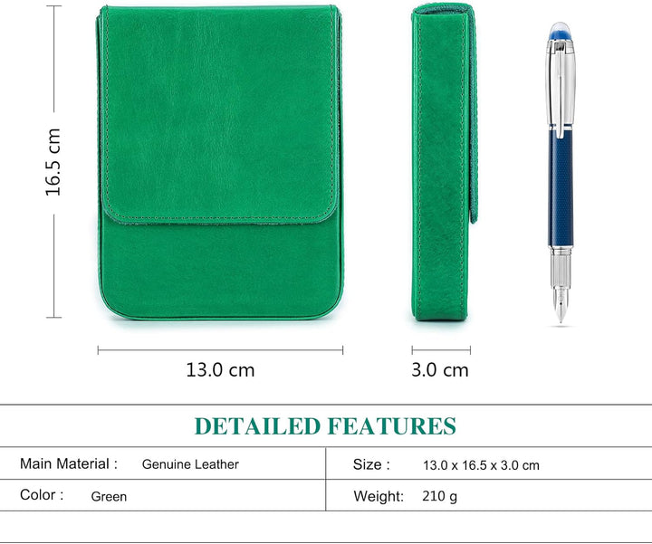 Hiram Leder-Füllfederhalter-Etui für 6 Stifte, Tragbare Aufbewahrungsbox für Stifte aus Pflanzlich G