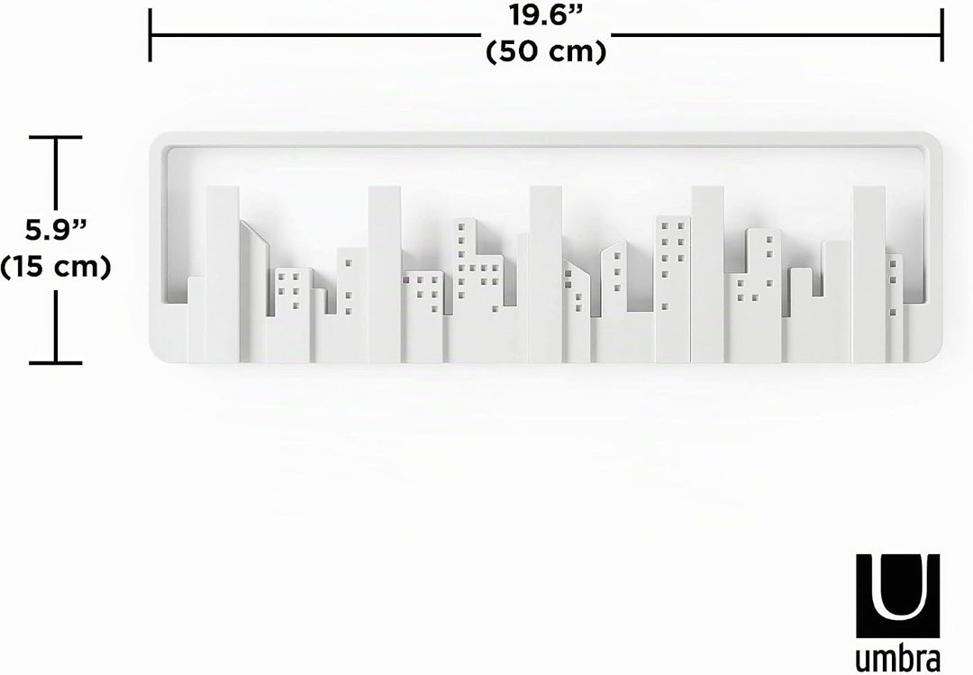 Umbra Skyline Garderobenhaken - Moderne und Platzsparende Garderobenleiste mit 5 Beweglichen Haken f