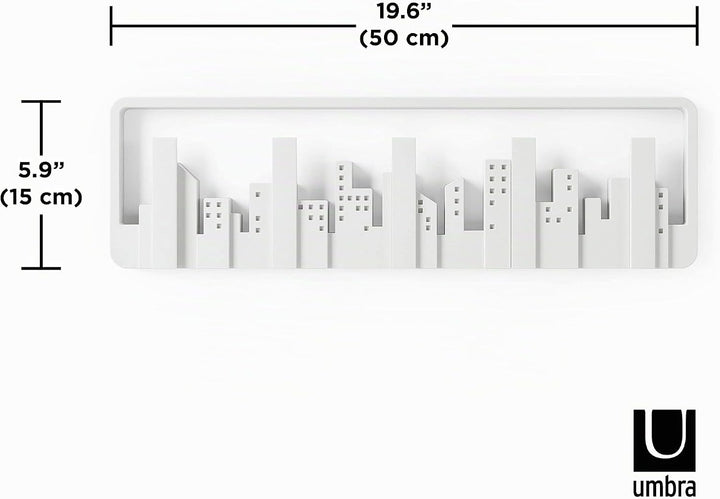 Umbra Skyline Garderobenhaken - Moderne und Platzsparende Garderobenleiste mit 5 Beweglichen Haken f