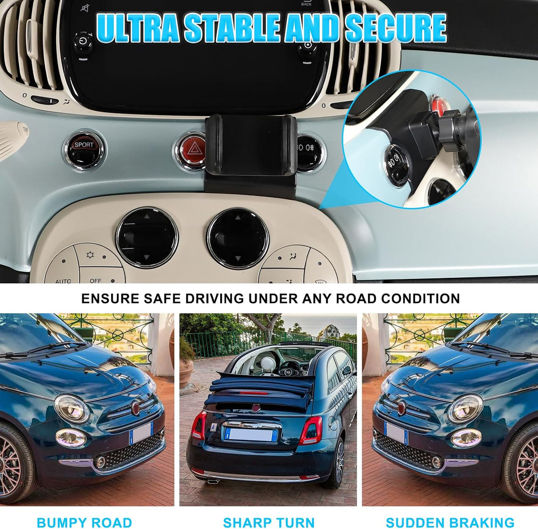 METYOUCAR Handyhalter für Fiat 500 2016-2024 - Rotierender Handyhalter fürs Auto für iPhone Android